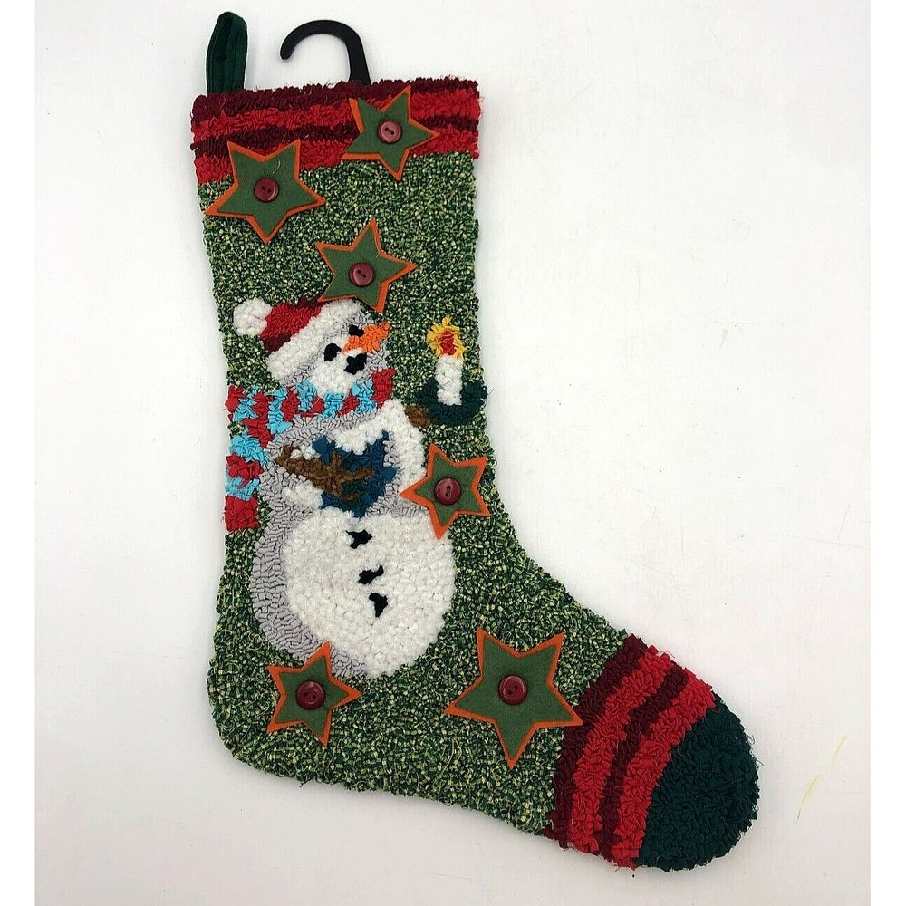 New CHRISTMAS STOCKING Snowman Star Socks  Wool / Cotton Hook Latch Kit